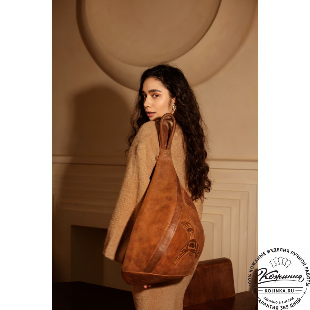 Кожаный рюкзак "Эль-Пасо" (светло-коричневый)